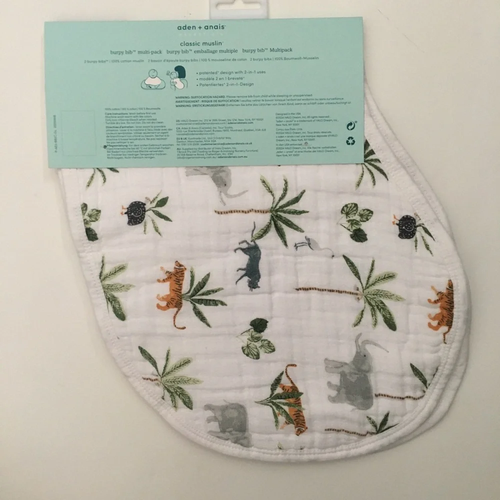 Aden + Anais 2 pack Burpy Bib Classic Muslin Cotton Breathable NEW